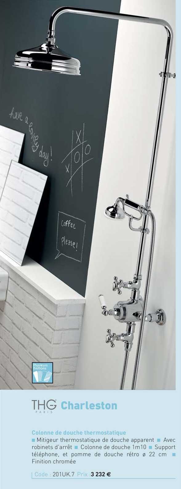 colonne de douche thermostatique charleston thg