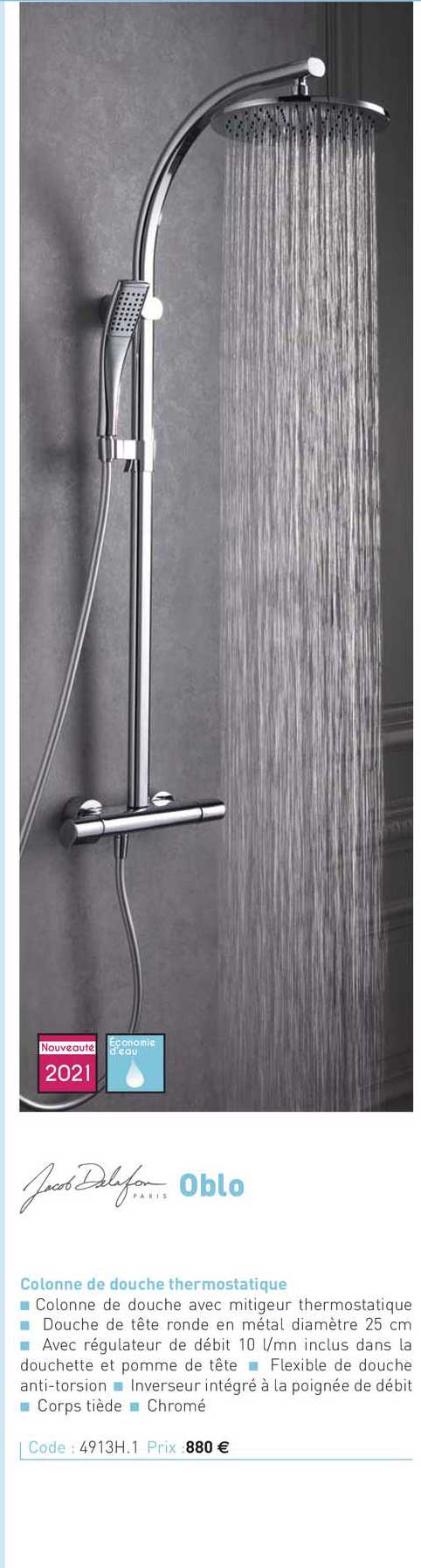 colonne de douche thermostatique oblo jacob delafon