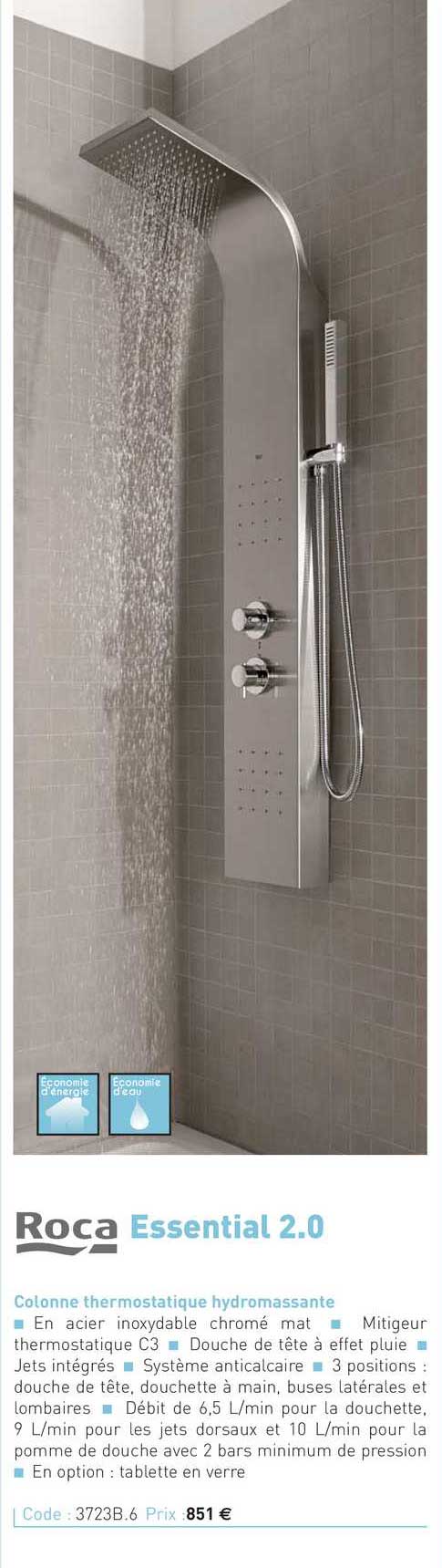 colonne thermostatique hydromassante essential 2.0 roca