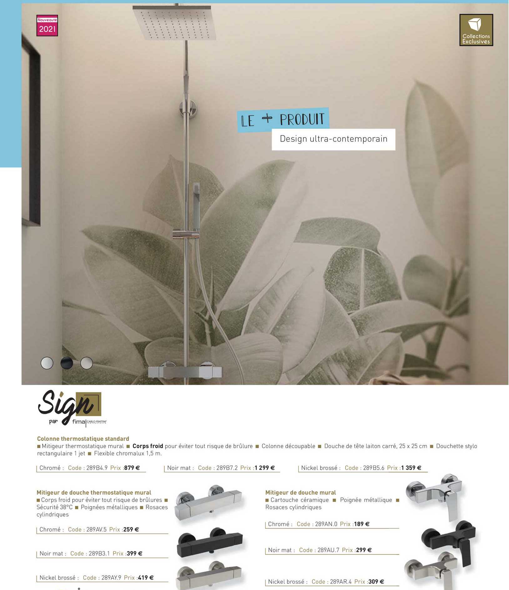 Colonne Thermostatique Standard, Mitigeur De Douche Thermostatique Mural, Mitigeur De Douche Mural