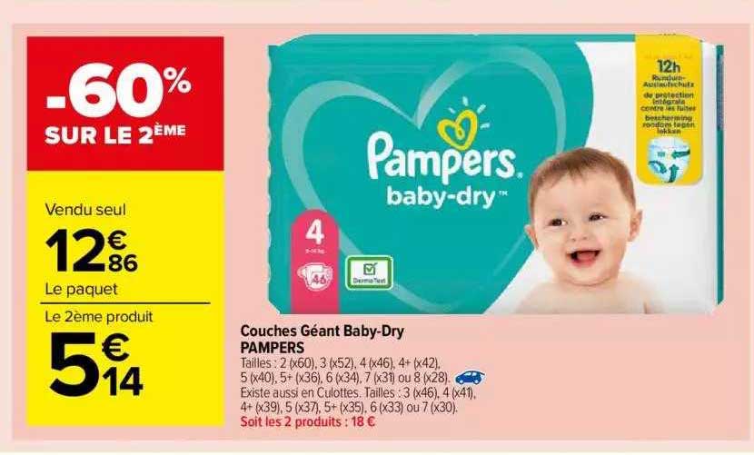 couches géant baby-dry pampers
