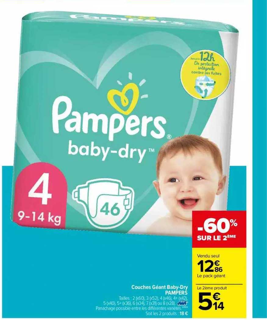 couches géant baby-dry pampers