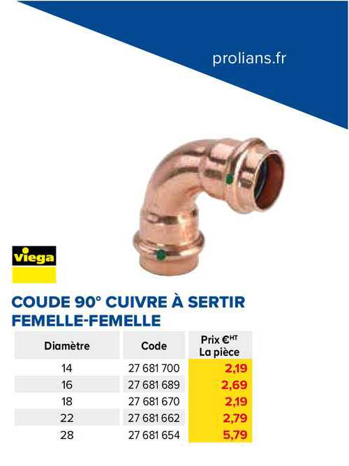 coude 90 cuivre À sertir femelle-femelle
