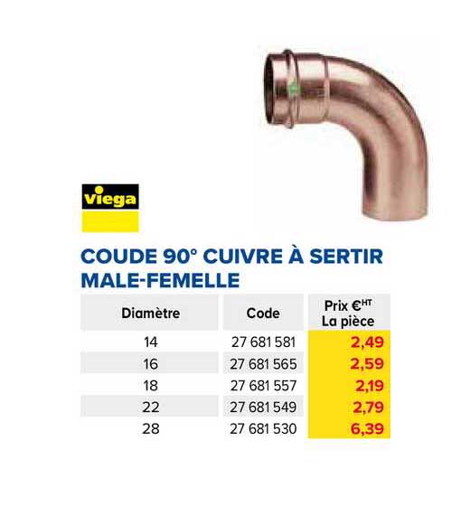 coude 90º cuivre à sertir male-femelle
