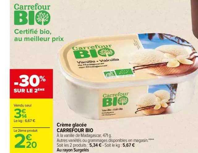 Crème Glacée Carrefour Bio