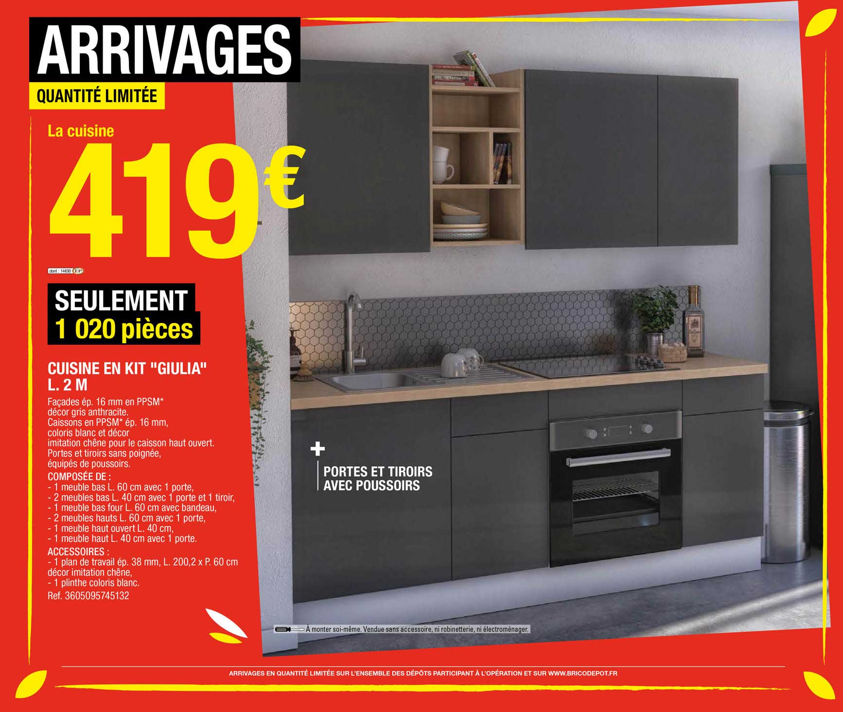 cuisine en kit "giulia" l.2m