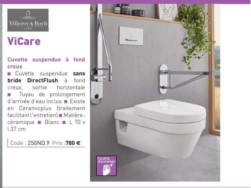 cuvette suspendu à fond creux vicare villeroy & boch