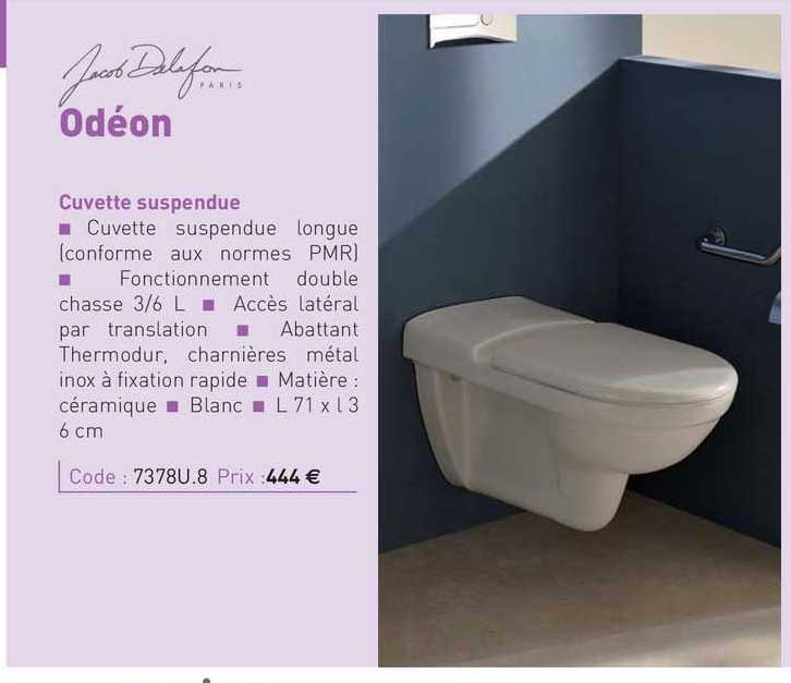 cuvette suspendue odéon jacob delafon