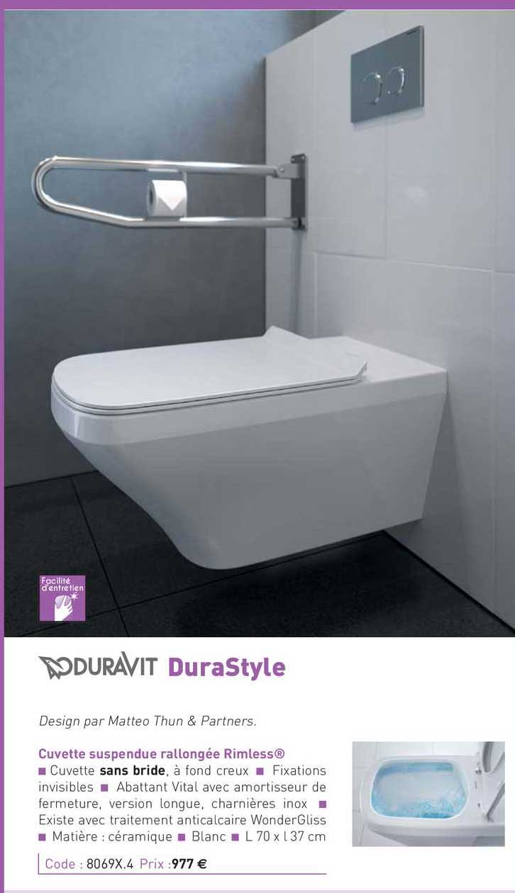 cuvette suspendue rallongée rimless durastyle duravit