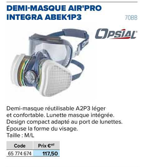 demi-masque air'pro integra abek1p3 opsial