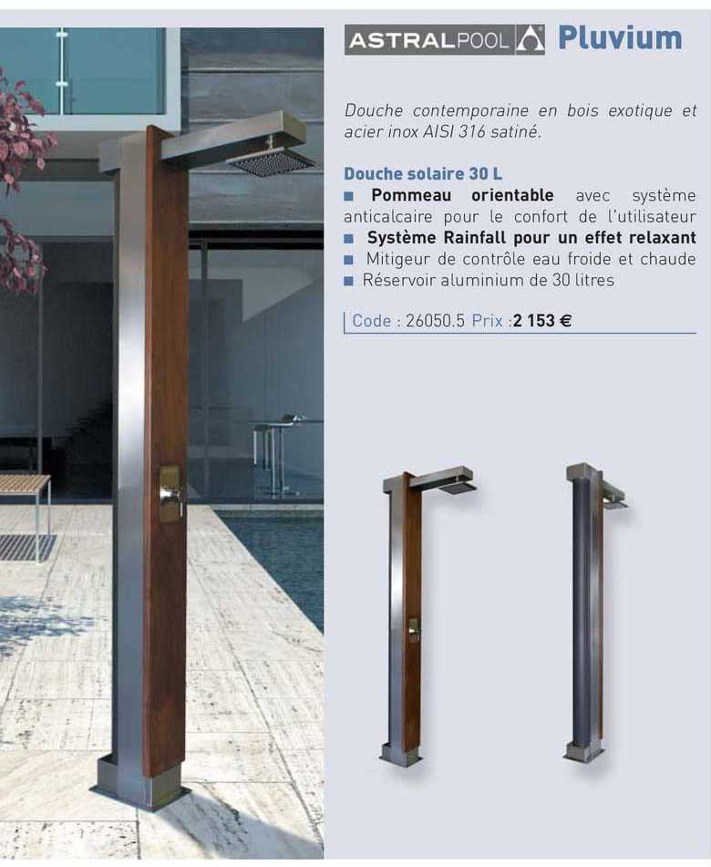 douche solaire 30 l pluvium astral pool