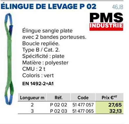 élingue de levage p 02 pms industrie