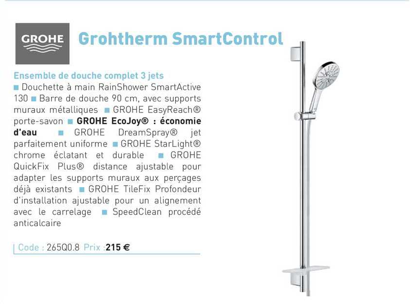 ensemble de douche complet 3 jets grohtherm smartcontrol grohe