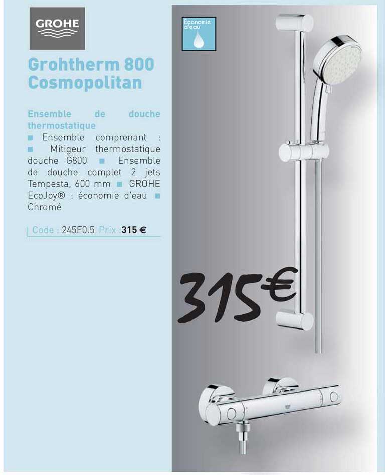 ensemble de douche thermostatique grohtherm 800 cosmopolitan grohe