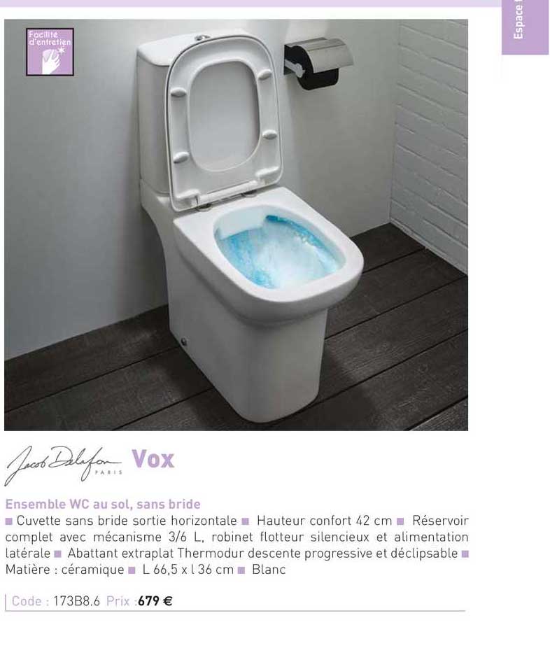 ensemble wc au sol, sans bride vox jacob delafon