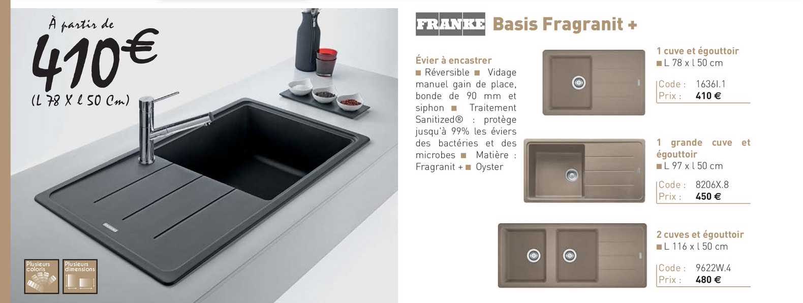 évier à encastrer basis fragranit franke