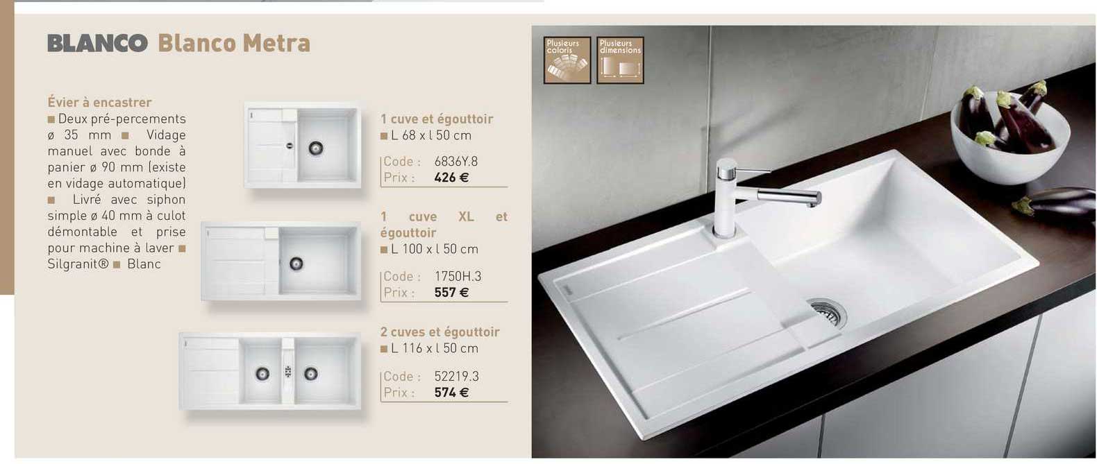 évier à encastrer blanc metra blanco