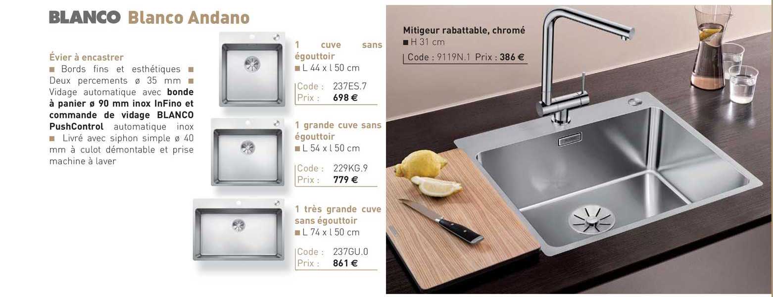 évier à encastrer blanco andano