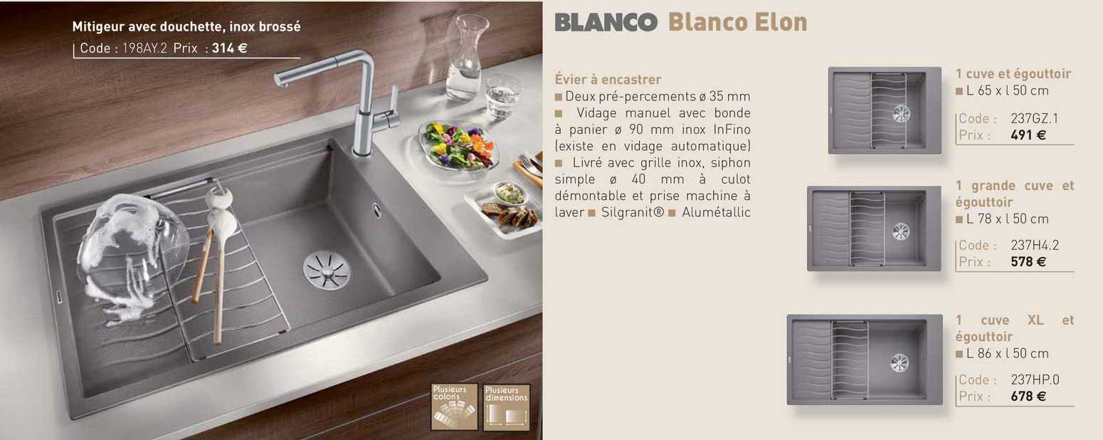 évier à encastrer blanco elon