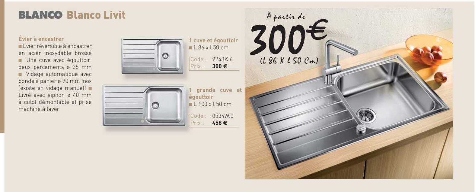 évier à encastrer blanco livit blanco