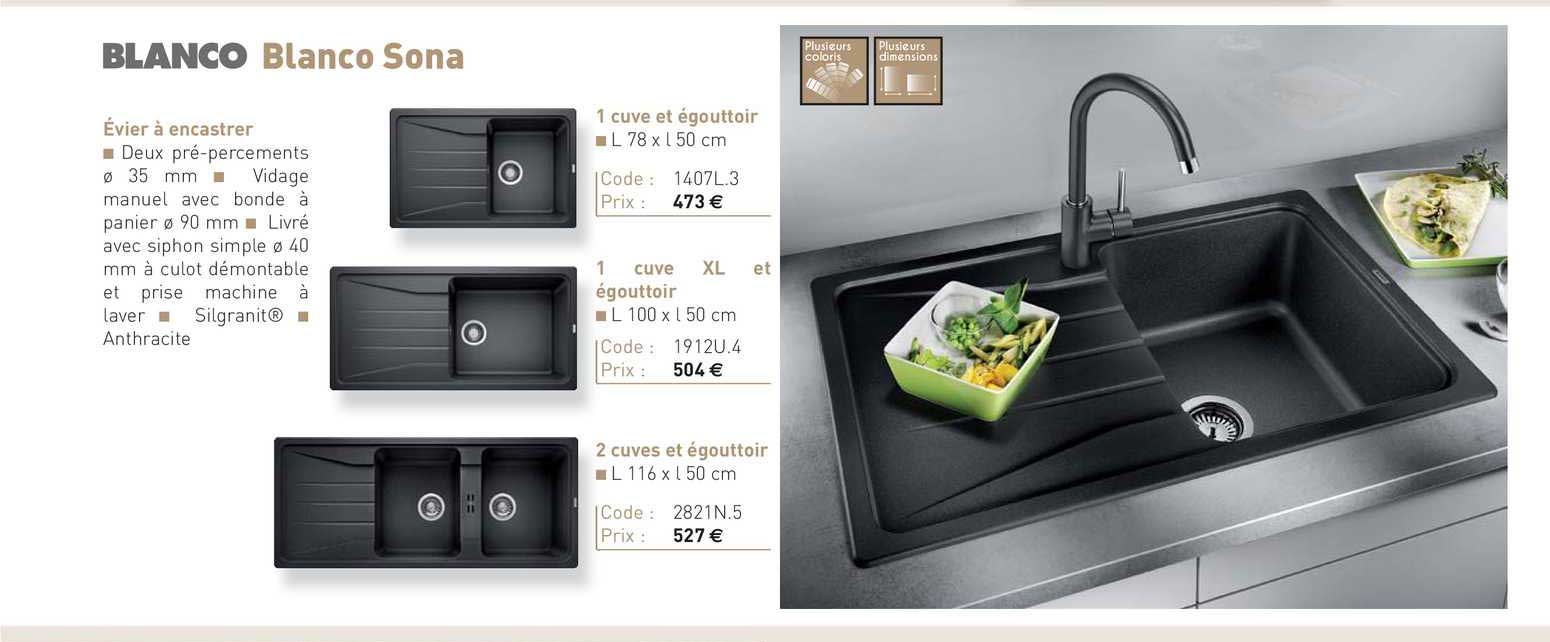 évier à encastrer blanco sona