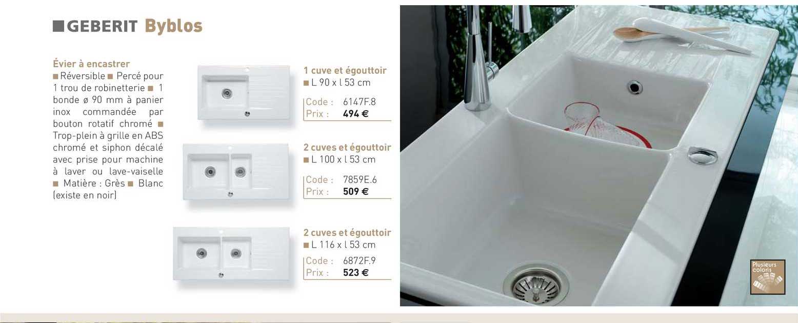 évier à encastrer byblos geberit