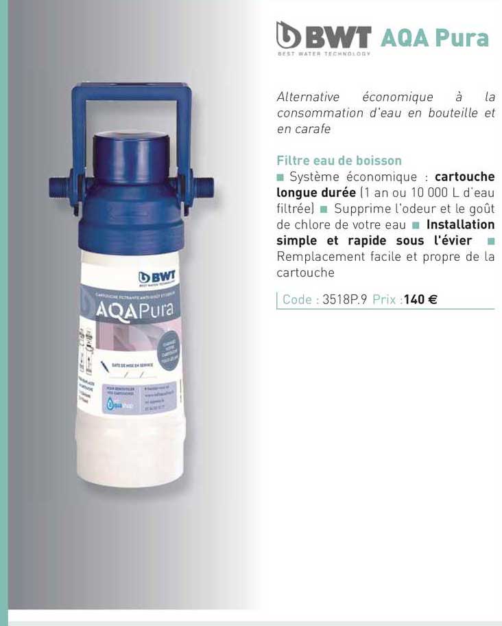 filtre eau de boisson aqa pura bwt