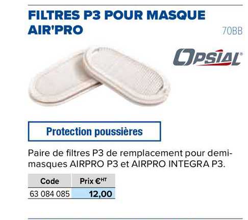 filtres p3 pour masque air'pro opsial