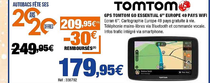 gps tomtom go essential 6" europe 49 pays wifi