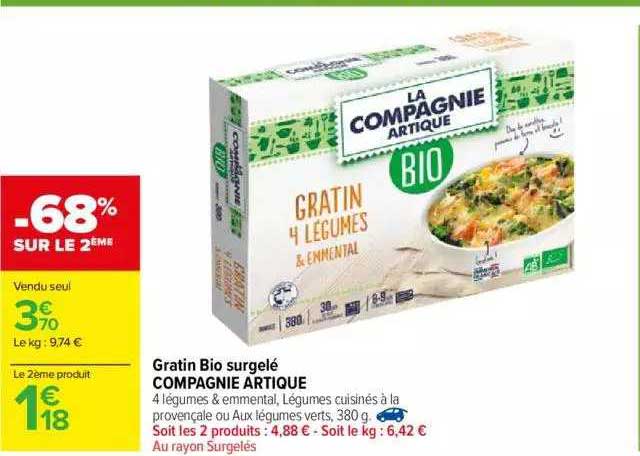 Gratin Bio Surgelé Compagnie Artique