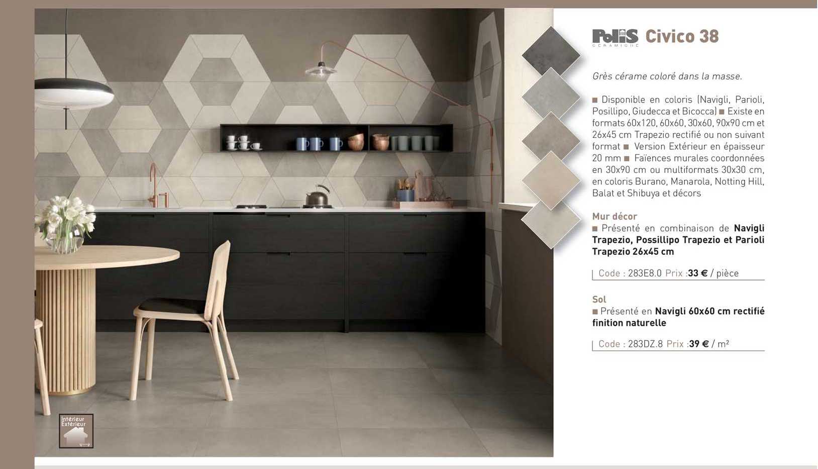 grès cérame coloré dans la masse civico 38 polis