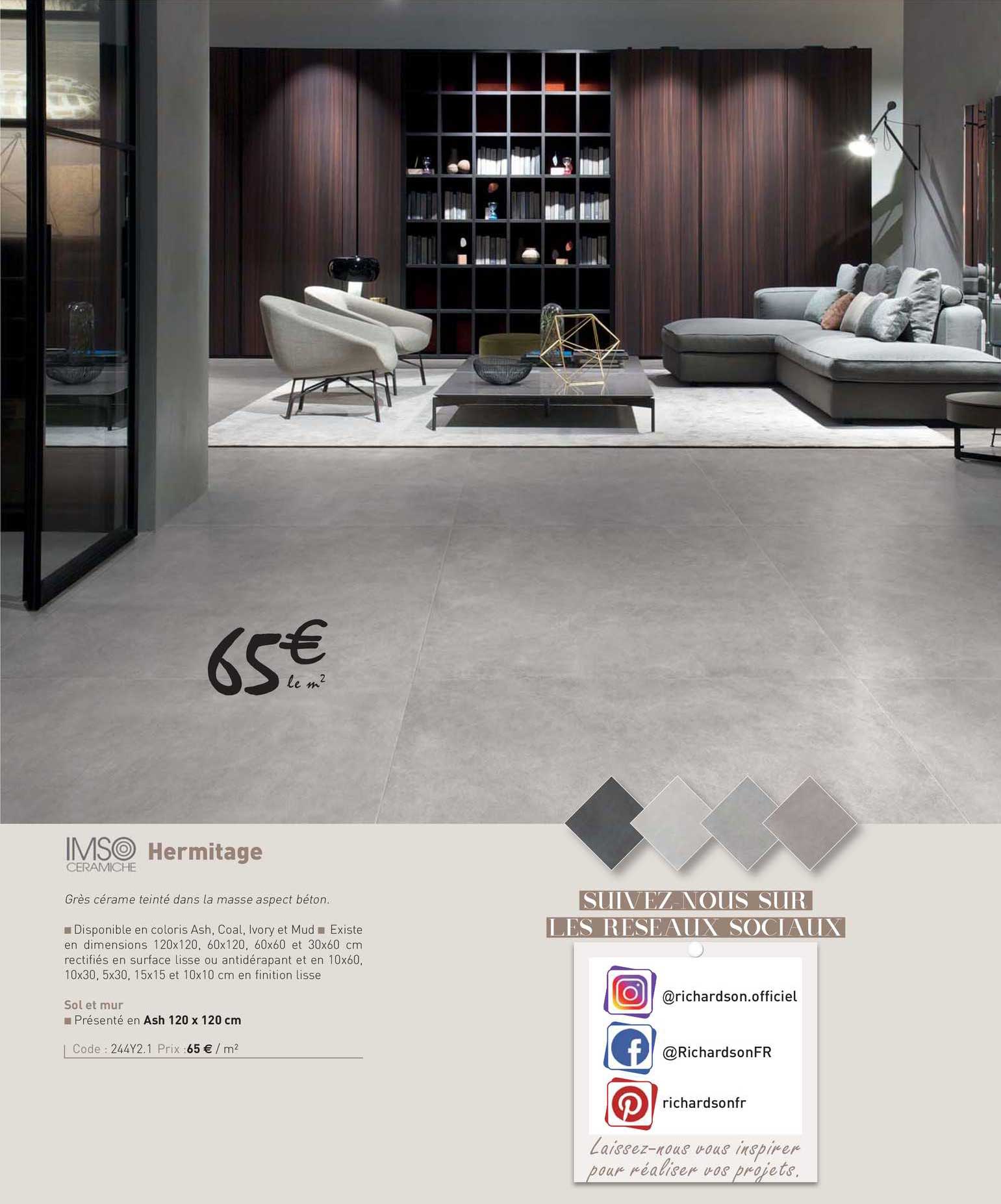 grés cérame teinté dans la masse aspect béton hermitage imso