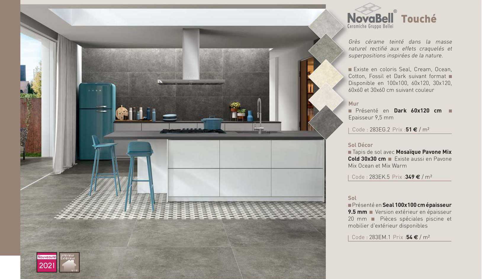 grès cérame teinté touché novabell