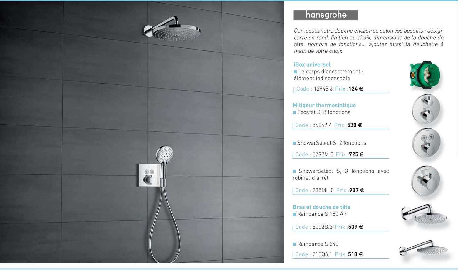 Ibox Universel, Mitigeur Thermostatique, Bras Et Douche De Tête Hansgrohe