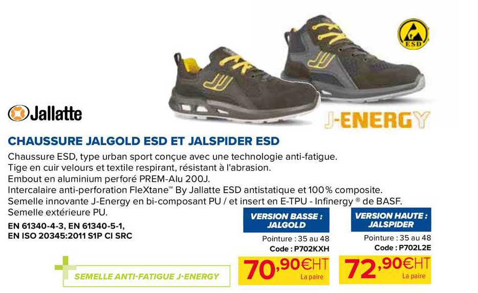 jallatte chaussure jalgold esd et jalspider esd