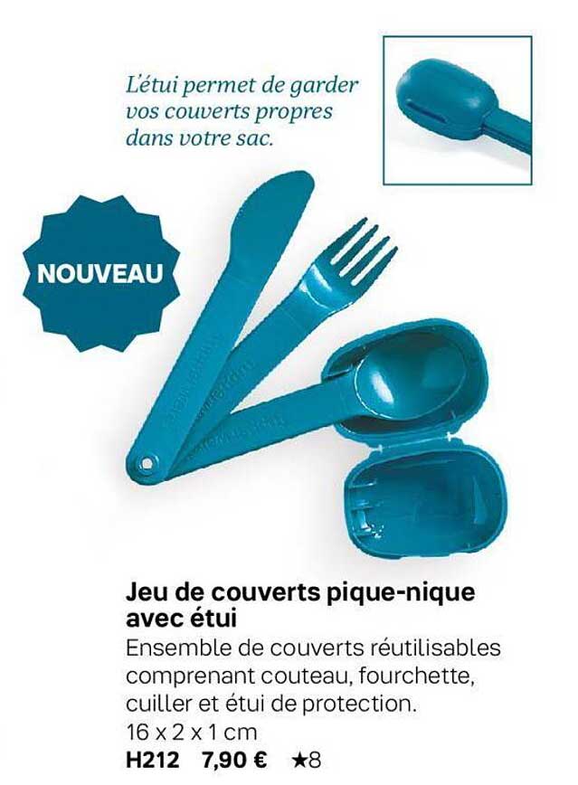 Jeu de couverts pique-nique avec etui
