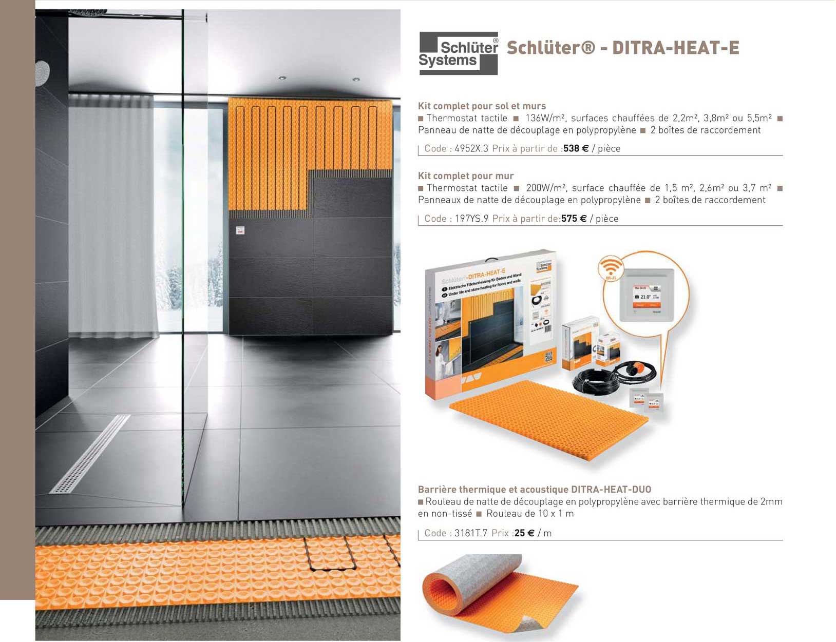 kit complet pour sol et murs, kit complet pour mur schlüter - ditra-heat-e schlüter systems