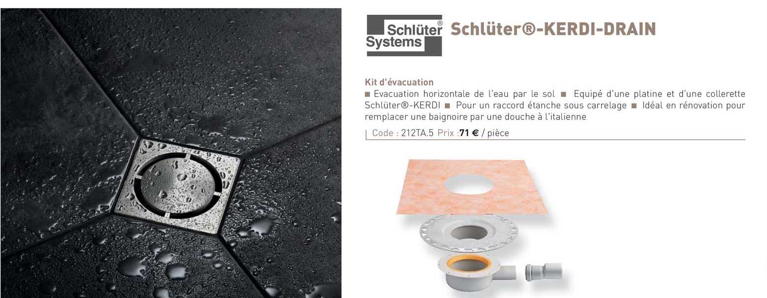 kit d'évacuation schlüter - kerdi-drain schlüter systems