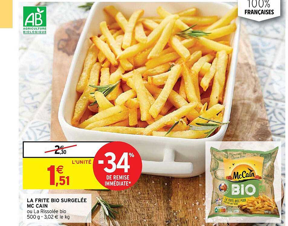 la frite bio surgelée mc cain