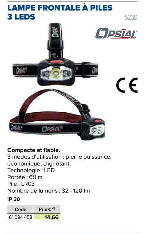 lampe frontale à piles 3 leds