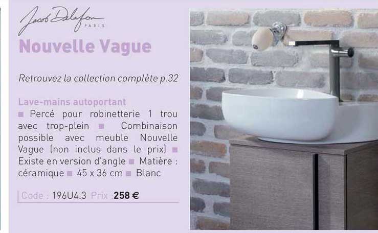 lave-mains autoportant nouvelle vague jacob delafon