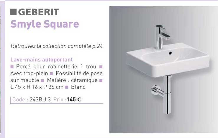 lave-mains autoportant smyle square geberit