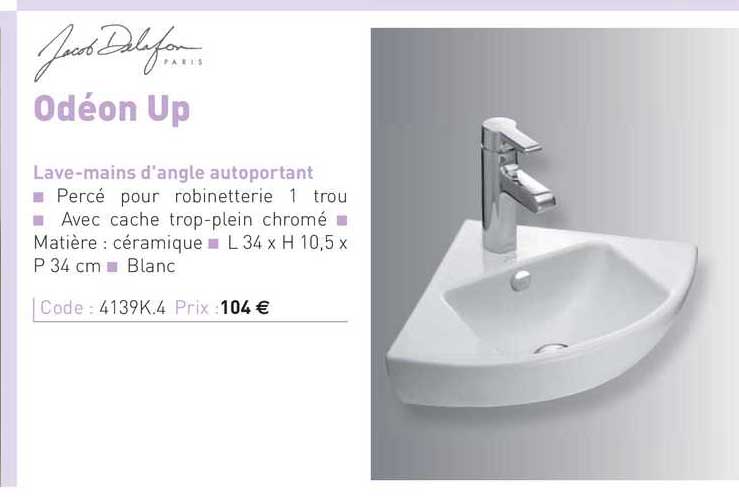 lave-mains d'angle autoportant odéon up jacob delafon