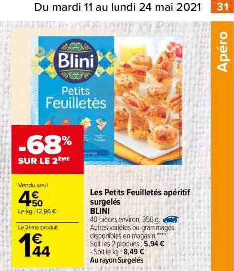 Les Petits Feuilletés Apéritif Surgelés Blini