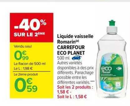 liquide vaisselle romarin carrefour eco planet