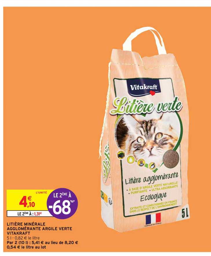 Litière Minérale Agglomérante Argile Verte Vitakraft