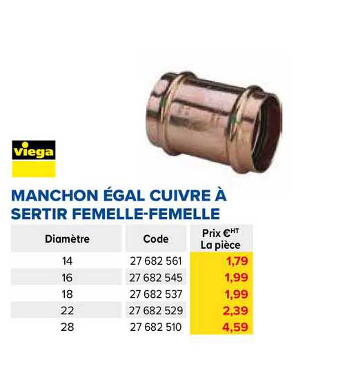 machon égal cuivre à sertir femelle-femelle