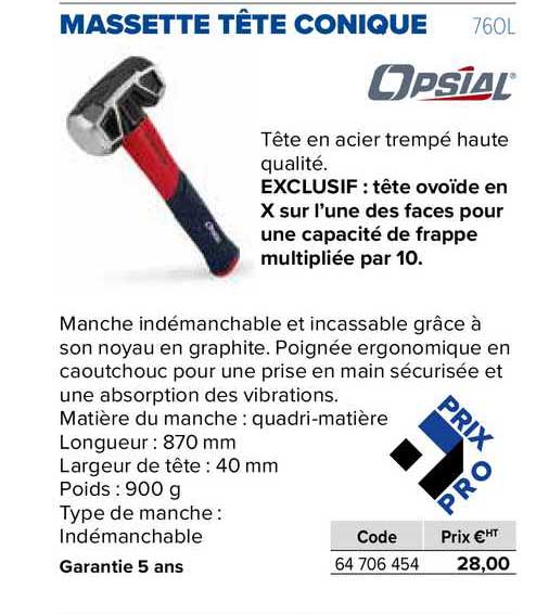 massette tête conique