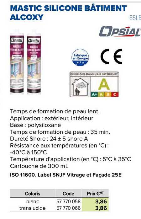 mastic silicone bâtiment alcoxy