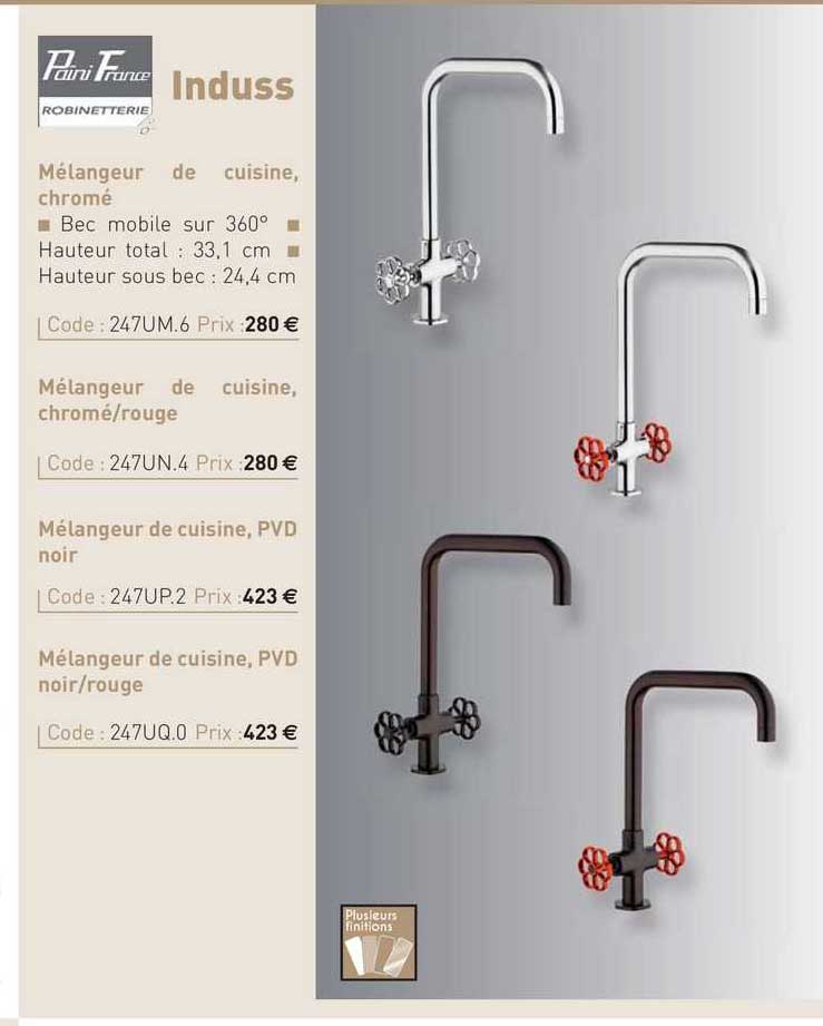 mélangeur de cuisine, chromé induss païni france